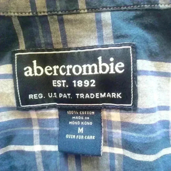 Abercrombie and Fitch Boys Blue and White Plaid Button Down Shirt M - Picture 7 of 11